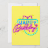 Neon Pink and Yellow Happy Birthday Party Kaart (Achterkant)