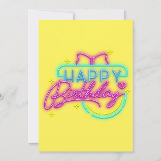 Neon Pink and Yellow Happy Birthday Party Kaart (Achterkant)