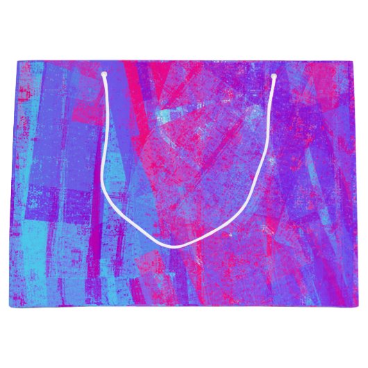 Neon Pink & Aqua Blue Abstract Groot Cadeauzakje (Voorkant)