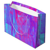 Neon Pink & Aqua Blue Abstract Groot Cadeauzakje (Achterkant Gekanteld)
