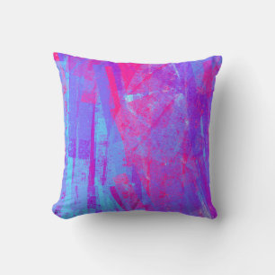 Neon Pink & Aqua Blue Abstract Kussen