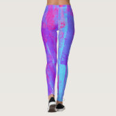 Neon Pink & Aqua Blue Abstract Leggings (Achterkant)