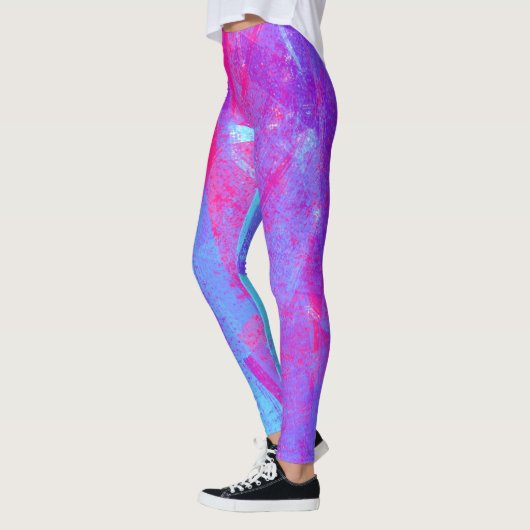 Neon Pink & Aqua Blue Abstract Leggings (Links)