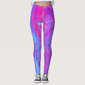 Neon Pink & Aqua Blue Abstract Leggings (Voorkant)