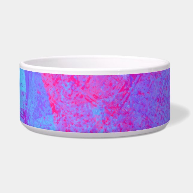 Neon Pink & Aqua Blue Abstract Voerbakje (Voorkant)