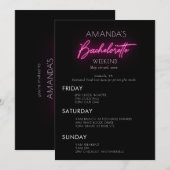 Neon Pink Bachelorette Weekend Itinerary Kaart (Voorkant / Achterkant)