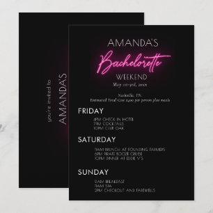 Neon Pink Bachelorette Weekend Itinerary Kaart