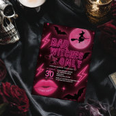 Neon Pink Bad Witches Halloween Girls Night Out Kaart