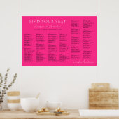 Neon Pink Basic Wedding Alphabetical Seating Chart Poster (Keuken)