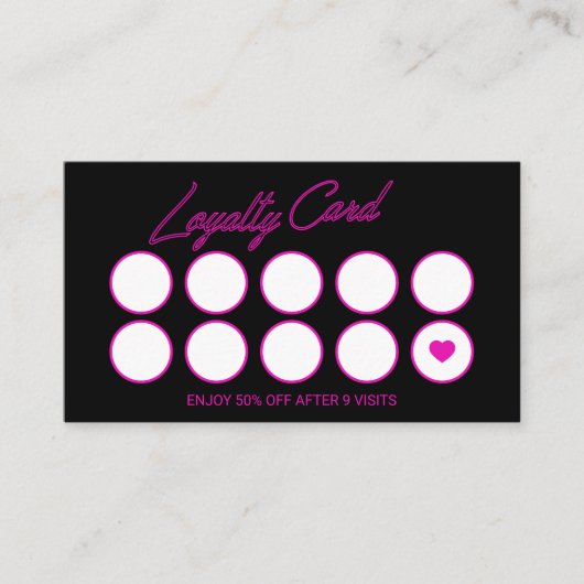 Neon Pink Beauty Salon Loyalty Punch Kaart (Voorkant)