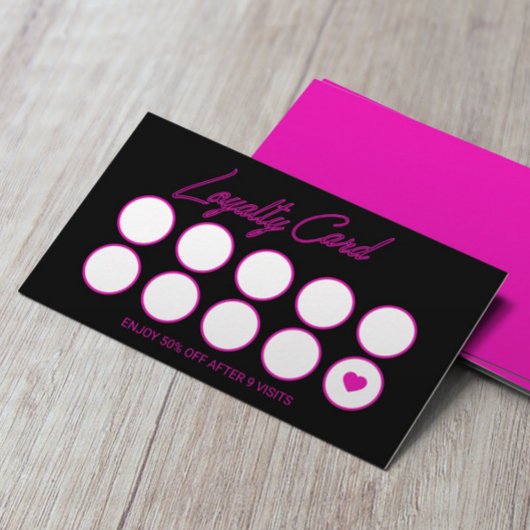 Neon Pink Beauty Salon Loyalty Punch Kaart