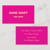 Neon Pink Beige Modern Professional Event Manager Visitekaartje (Voorkant / Achterkant)