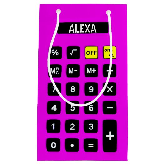 Neon Pink Birthday Calculator Klein Cadeauzakje (Voorkant)