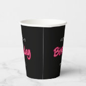 Neon Pink & Black Birthday Party Girl Papieren Bekers (Rechts)