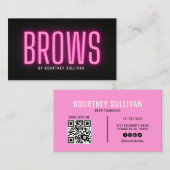 Neon Pink Black Brow-technicus Beauty Visitekaartje (Voorkant / Achterkant)