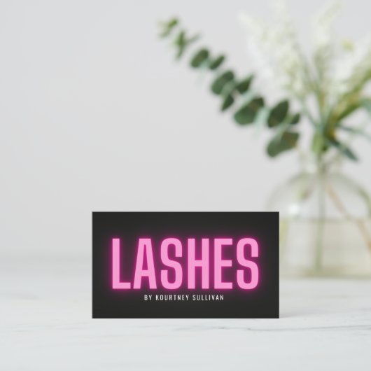 Neon Pink Black Lashes-technicus Beauty Visitekaartje (Staand voorkant)