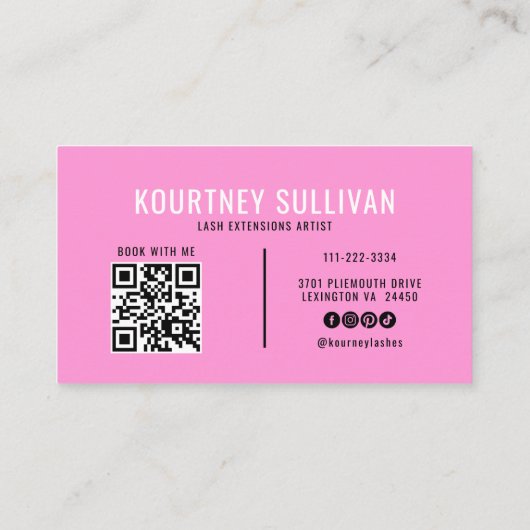 Neon Pink Black Lashes-technicus Beauty Visitekaartje (Achterkant)