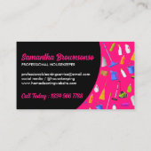 Neon Pink Black Modern House Cleaning Service Visitekaartje (Achterkant)