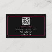 Neon Pink Black Nail Salon-technicus QR-code Visitekaartje (Achterkant)