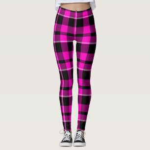 Neon Pink & Black Tartan Scottish Pset Leggings