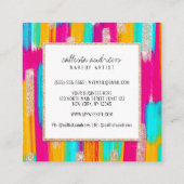 Neon Pink Blauwgroen Geel Glitter Paint Makeup Vierkante Visitekaartje (Achterkant)