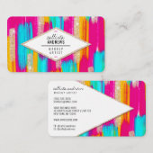 Neon Pink Blauwgroen Geel Glitter Paint Makeup Visitekaartje (Voorkant / Achterkant)