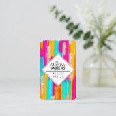 Neon Pink Blauwgroen Geel Glitter Paint Makeup Visitekaartje (Staand voorkant)
