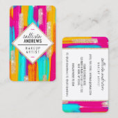 Neon Pink Blauwgroen Geel Glitter Paint Makeup Visitekaartje (Voorkant / Achterkant)