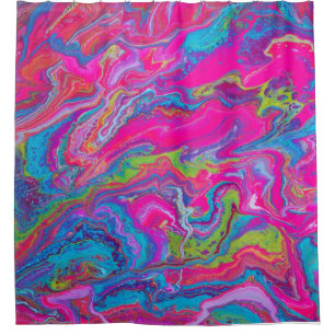 Neon Pink, Blue en Green Shower Curtain Douchegordijn