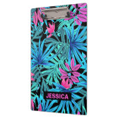 Neon Pink Blue Tropical Plant Pattern Personalised Klembord (Links)