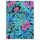 Neon Pink Blue Tropical Plant Pattern Personalised Klembord (Achterkant)