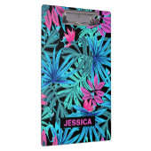 Neon Pink Blue Tropical Plant Pattern Personalised Klembord (Rechts)