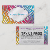 Neon Pink & Blue Zebra Print Business Coupon kaart (Voorkant / Achterkant)