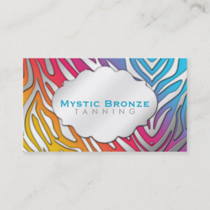Neon Pink & Blue Zebra Print Tanning/Salon Visitekaartje