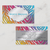 Neon Pink & Blue Zebra Print Tanning/Salon Visitekaartje (Voorkant / Achterkant)