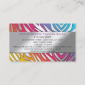 Neon Pink & Blue Zebra Print Tanning/Salon Visitekaartje (Achterkant)