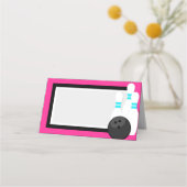 Neon Pink Bowling vouwlabel of naam Kaarten Plaatskaartje (Voorkant)