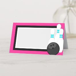 Neon Pink Bowling vouwlabel of naam Kaarten Plaatskaartje