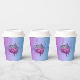 Neon Pink Brain Paper Cups Papieren Bekers