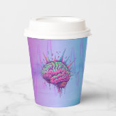 Neon Pink Brain Paper Cups Papieren Bekers (Voorkant)