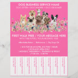 Neon Pink Briet Dog Walker Budget Ticket Flyer<br><div class="desc">Neon Pink Briet Dog Walker Budget Ticket</div>