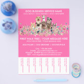 Neon Pink Briet Dog Walker Service Flyer (Enkel)