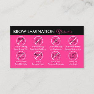Neon Pink Brow Lamination Handleiding Visitekaartje
