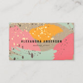 Neon Pink Brush Strokes Kraft Paper Visitekaartje (Voorkant)