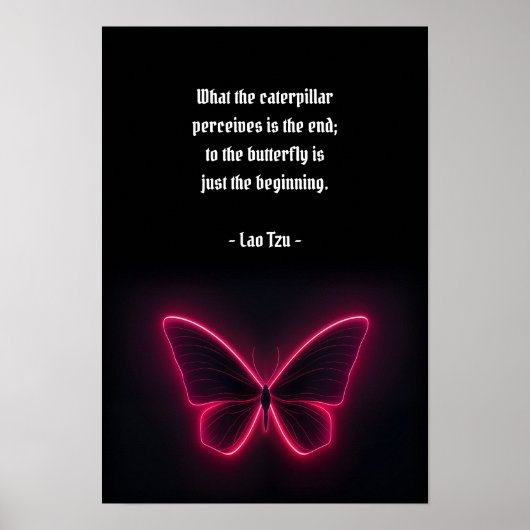 Neon Pink Butterfly Poster (Voorkant)