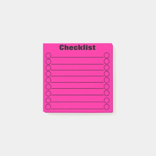 Neon Pink Checklist Post-it® notes 3" x 3" (Voorkant)