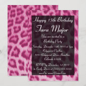 Neon Pink Cheetah Print Birthday party uitnodiging (Voorkant / Achterkant)