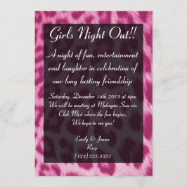 Neon Pink Cheetah Print Girls Night Out Uitnodigin Kaart