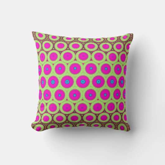 Neon Pink Circles Abstract Retro Sierkussen (Voorkant)