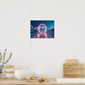 Neon Pink cloud beach wall art horizontal _ Eclect Poster (Keuken)